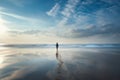 Serene Man sea walk beach. Generate Ai Royalty Free Stock Photo