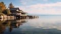 Serene Maritime Themes: A Wooden House On Flathead Lake Waterfront