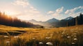 Serene Meadow Landscape In Cryengine Style Royalty Free Stock Photo