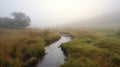 Disappearing Stream in Thick Fog Royalty Free Stock Photo