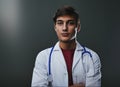 Serene medical professional promises attentive healthcare servic