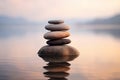 Serene Meditation and Balanced Stones Symbolizing Inner Peace and Emotional Stability. Generative Ai Royalty Free Stock Photo