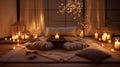 A serene meditation corner with plush floor cushions.