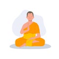 Serene Meditation. Thai Monk in Traditional Robes in Meditation Serenity