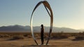 Serene Metal Sculpture Reflecting On Being In The Desert