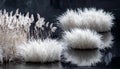 Ethereal White Pampas Grass on a Reflective Surface Royalty Free Stock Photo