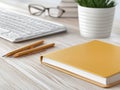 Organized Workspace Clean Desk, Stationery, Keyboard, Focus, Creativity, Productivity, Minimalism, Office, Work, Study, Writing, Royalty Free Stock Photo