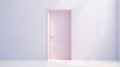 Serene And Minimalistic Pink Door In Empty Room - 3d Rendering Stock Photo