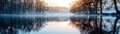Serene misty morning on a calm lake reflections Royalty Free Stock Photo