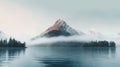 Serene Misty Mountain Range By The Lake