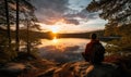 A Serene Moment: Contemplation and Tranquility on a Rocky Shore