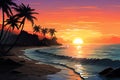 A serene moment of reflection by the ocean vector tropical background