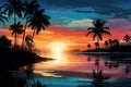 A serene moment of reflection by the ocean vector tropical background