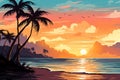 A serene moment of reflection by the ocean vector tropical background