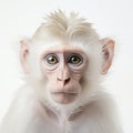 Serene Monkey In White Studio: A Captivating Close-up