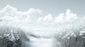 Serene Monochrome Landscape with Grassy Path Royalty Free Stock Photo