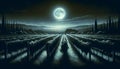 Moonlit Vineyard Landscape