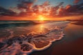 Serene Morning beach sunrise. Generate Ai Royalty Free Stock Photo