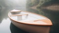 Serene Morning with a Canoe on a Misty Lake Royalty Free Stock Photo