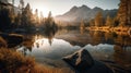 Serene Mountain Lake at Golden Hour