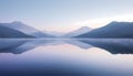 Serene mountain landscape refletion on calm lake at sunset Royalty Free Stock Photo