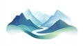 Explore a serene mountain range with a winding river in a minimalistic design template for copy space. Generative AI Royalty Free Stock Photo