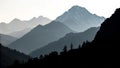 Serene Mountain Range Silhouette Royalty Free Stock Photo