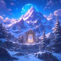 Serene Mountain Shrine at Midnight Royalty Free Stock Photo