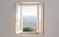 Serene Mountain View Through Open Window Royalty Free Stock Photo