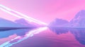 A serene neon tundra under an artificial glowing aurora.