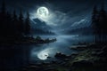 Serene Night landscape lake. Generate Ai Royalty Free Stock Photo