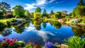 Serene Oasis Tranquility in Bloom Generative AI Digital creation