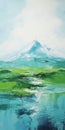 Vibrant Mountain Landscape Painting With Minimalistic Style