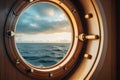 A serene ocean view through a porthole, perfect for nautical themes Royalty Free Stock Photo