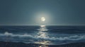 Serene ocean view under a beautiful full moon Royalty Free Stock Photo