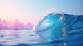 Serene ocean wave curving under a pastel sky at dawn. Generative AI Royalty Free Stock Photo