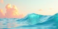 Serene ocean wave rolling in at dawn with pastel clouds. Generative AI Royalty Free Stock Photo