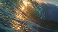 Serene ocean wave at sunset - nature's beauty captured. tranquil water, golden light reflections. perfect for Royalty Free Stock Photo