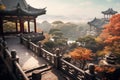 Serene Outdoor china ancient city. Generate Ai
