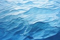 A serene painting of blue water with gently rolling waves on canvas, capturing the calmness and beauty of the ocean, A fluid and