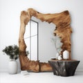 Reflective Serenity Wooden framed Mirror in a White Interior