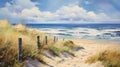 Delicately Rendered Australian Landscape: Oil Painting Of Beach Scene