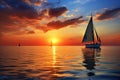 Serene Pair boat sunset. Generate Ai