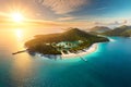 A Serene Paradise: Top View of a Tropical Island Oasis with Generative AI Royalty Free Stock Photo