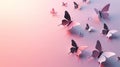 Serene Pastel Butterfly Background - Tranquil Pink Gradient Wallpaper