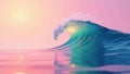 Serene pastel ocean wave at sunset a captivating image of tranquil water. Generative AI Royalty Free Stock Photo