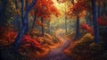 A Serene Path Through a Vibrant Autumn Forest Royalty Free Stock Photo