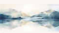 Dreamy Mountains Artistic Painting Of Mirrored Realms In Soft Tones