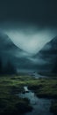 Eerie Dreamscapes: A Rainy Mountain Valley With A River