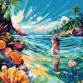 Serene and Picturesque Beach Scene with Vibrant Colors